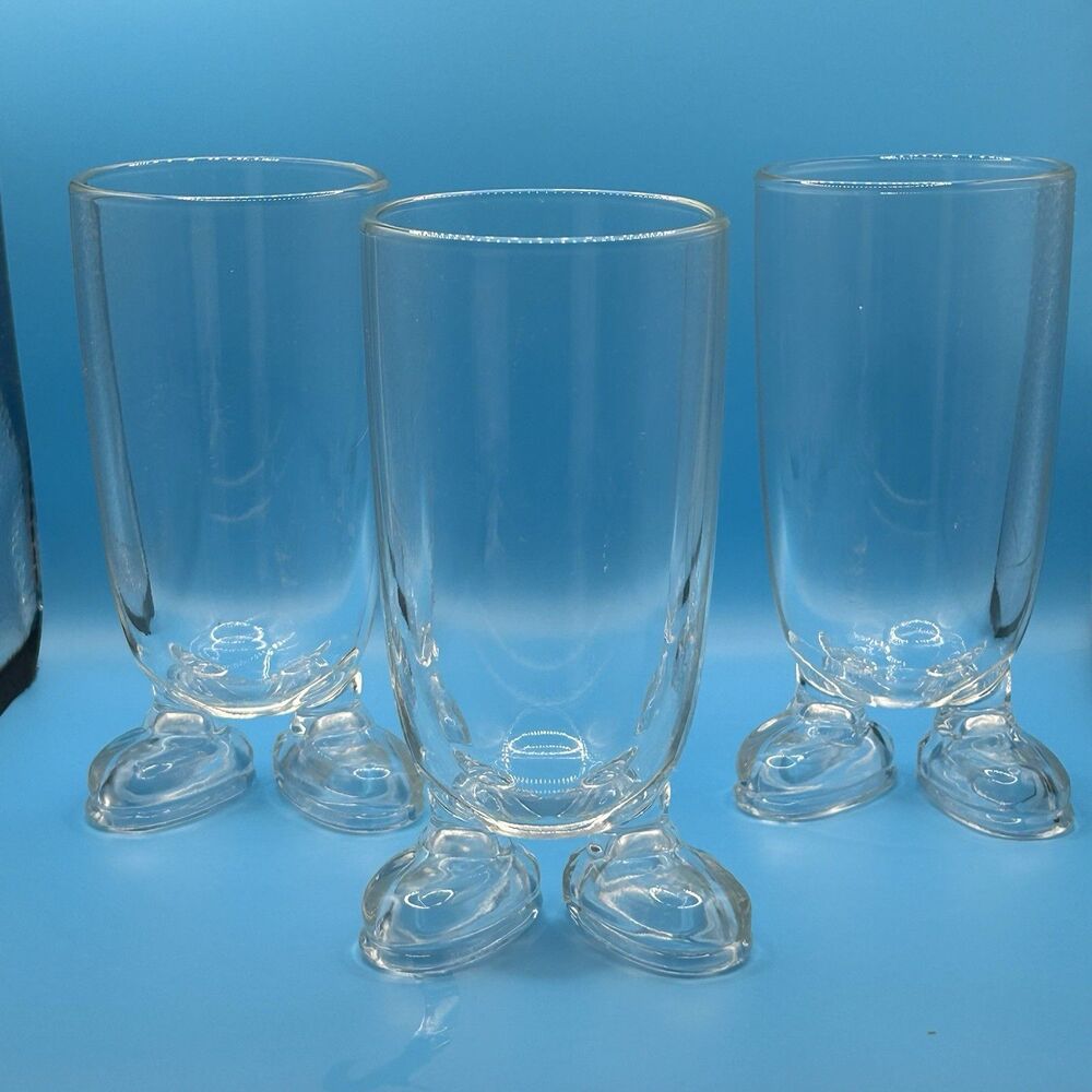 Luminarc France MR Foot Looky Footed Glasses Tumblers Set of 3